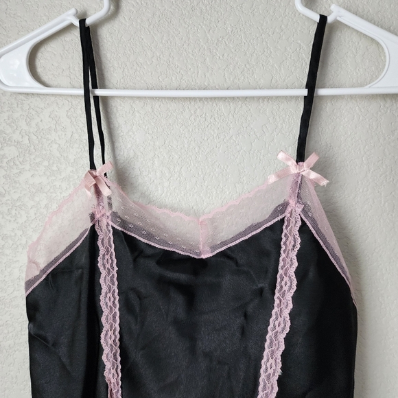 BONGO‎ x VINTAGE Y2K Satin feel slip tank in black / pink size XL - Picture 5 of 7